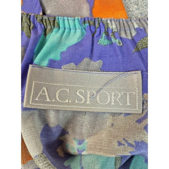 A.C. Sport, Sz.8 tank & jacket set Colorful poppy floral print 80s Pastels - Picture 6 of 8
